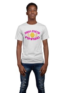 Farm fresh pumpkins (BG Pink) - Spookily Awesome Halloween Tshirts