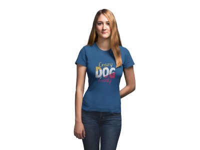 Crazy dog lady - Blue-printed cotton t-shirt - comfortable, stylish