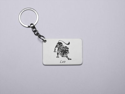 Leo symbol (BG Black) - Zodiac Sign Printed Keychains For Astrology Lovers(Pack of 2)