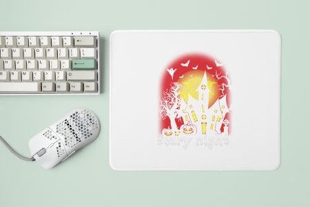 Halloween Scary Illustration -Hunted House-Halloween Theme Mousepads