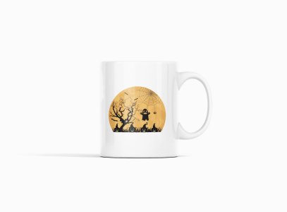 Halloween Illustration -Scary Semi Circle-Halloween Themed Printed Coffee Mugs