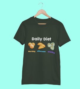 Daily diet printed diwali themed unisex round neck blended green t-shirt specially for diwali festival