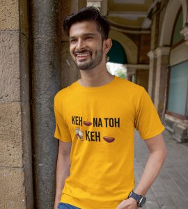 Keh diya na toh bas keh diya printed diwali themed unisex round neck blended yellow t-shirt specially for diwali festival