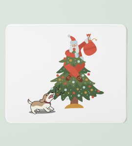 Santa On The Tree: Humorously Designed Mouse Pad by Perfect Gift For Secret Santa