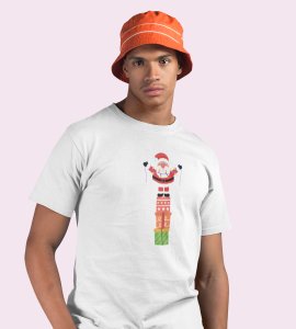 Santa On His Gifts : Best Santaclaus Printed T-shirt (White) Best Gift For Secret Santa