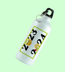 Bye 2023 Welcome 2024, New Year Printed Aluminium Water Bottle