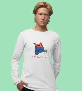 Stuck Santa In Chimney: Funniest DesignedFull Sleeve T-shirt: Cute Gift For Secret Santa