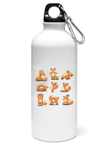 Fox doing yoga- Sipper bottle of illustration designs