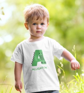 Alligator, Boys Printed Crew Neck tshirt (white)