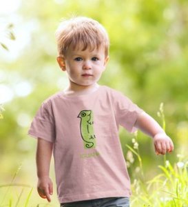 Intelligent Iguana, Boys Printed Crew Neck Tshirt (baby pink)