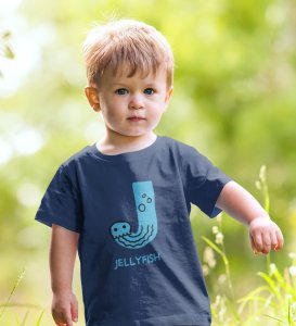 Jolly Jellyfish, Boys Cotton Text Print tshirt (Navy blue) 