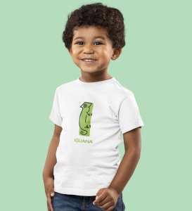 Intelligent Iguana, Boys Printed Crew Neck Tshirt (White)