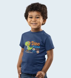 Dino Rider, Boys Round Neck Printed Blended Cotton Tshirt