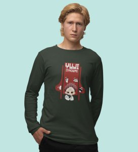 Notorious Itadori Cotton Green Full Sleeves Tshirt For Mens and Boys