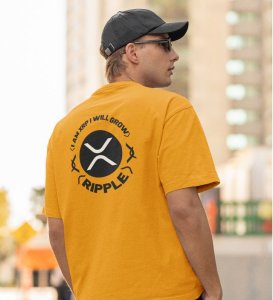 I Will Grow Wings Yellow Round Neck Cotton Half Sleeved Men's T Shirt with Printed Graphics