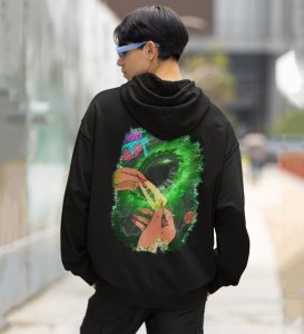 Nature Is High Celebrate Life with Style and Good Vibes Black Cotton Printed Hoodie For Men