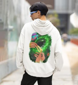 Nature Is High Celebrate Life with Style and Good Vibes White Cotton Printed Hoodie For Men