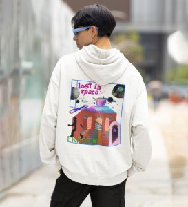 Finding Comfort Lost in Space White Cotton Printed Hoodies For Men