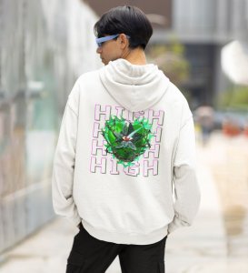 Feel Good Look Great High Spirits White Cotton Printed Hoodies For Men