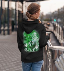 Green Dreams Wear Your Passion for Herb and Nature Black Cotton Printed Hoodie For Women