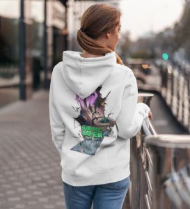 Restart Your Vibe  Game Over White Cotton Printed Hoodies For Women