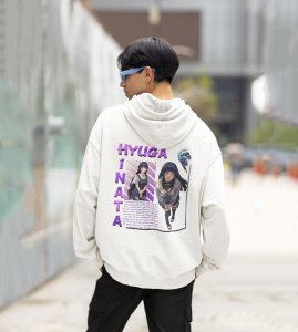 The Moon Princess and Gentle Heroine of the Hidden Leaf Printed White Cotton Hoodie For Men