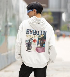 The Next Generation Ninja with a Heart Full of Ambition Printed White Cotton Hoodie For Men