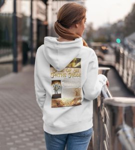 The Sage of Six Paths Mode with a Legacy of Unyielding Power Printed White Cotton Hoodie For Women