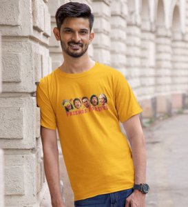 The Iconic Friendship Yellow Round Neck Cotton Half Sleeved Men T Shirt with Printed Graphics