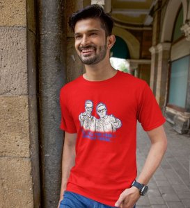 Tere Jaisa Yaar Red Round Neck Cotton Half Sleeved Men T-Shirt with Printed Graphics