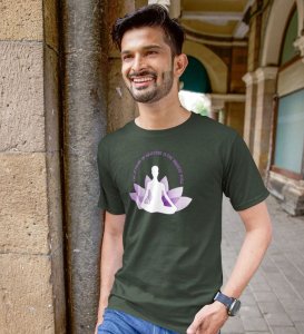 Attitude Of Gratitude Green Round Neck Cotton Half Sleeved Men T-Shirt with Printed Graphics