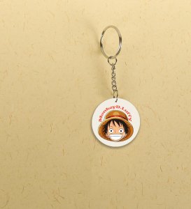 Little Straw Hat Face Anime Printed Round Keychains Pack of 2