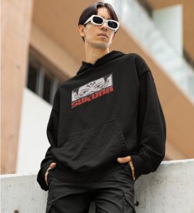 Eyes That Hold Depth and Mystery Cotton Black Hoodie for Men